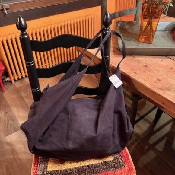 Free People Sun-Faded Hobo Bag ~ Black NEW WITH TAG - Picture 1 of 4